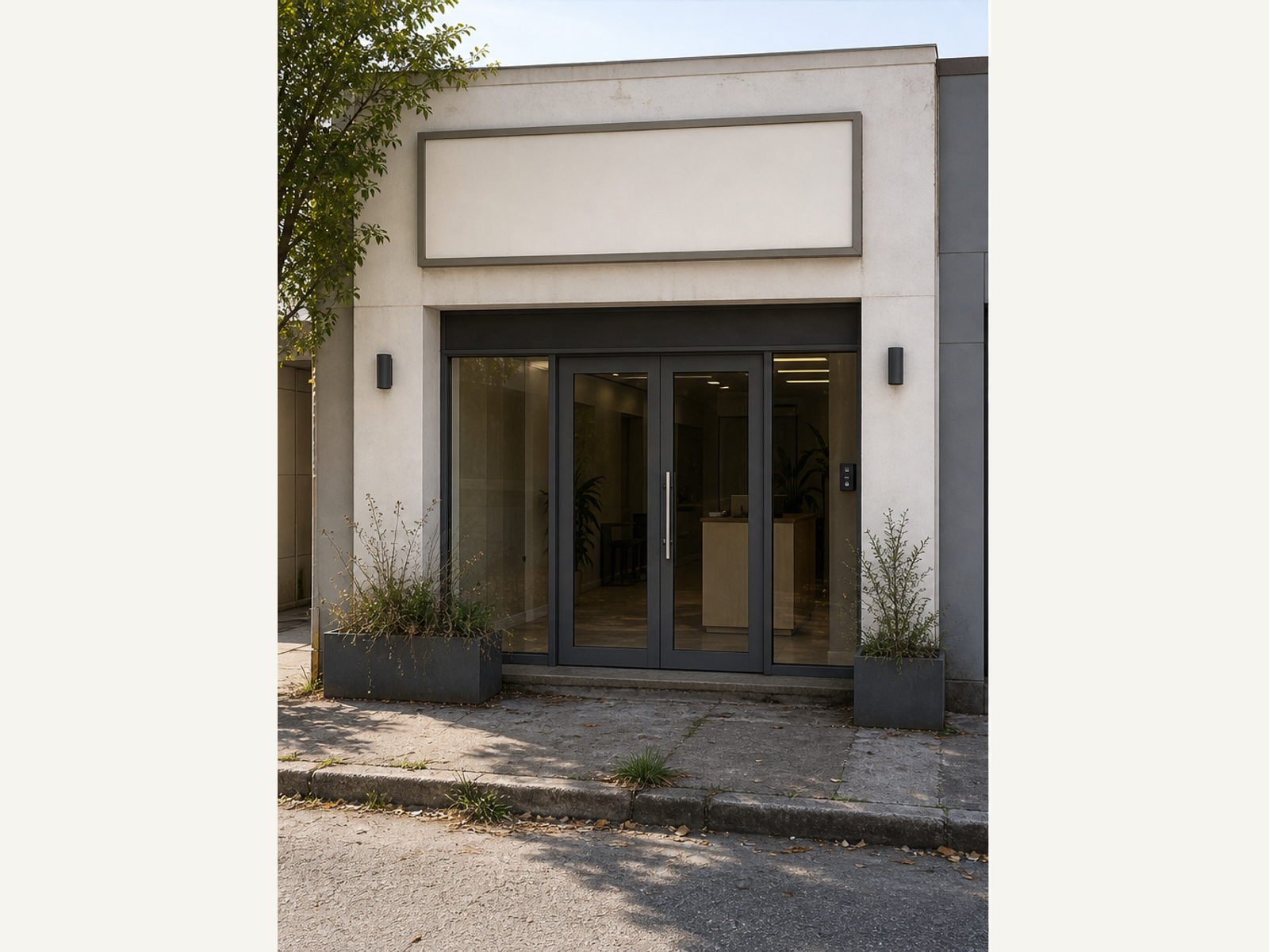 Fachada verde comercial: antes